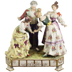 Antique Porcelain Centrepiece, "Blind Man's Bluff", Possibly Royal Vienna, 19th Century