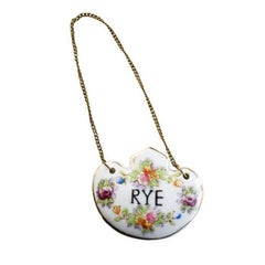 Porcellana ceramica antica dipinta a mano Etichetta per bottiglia di liquore di segale