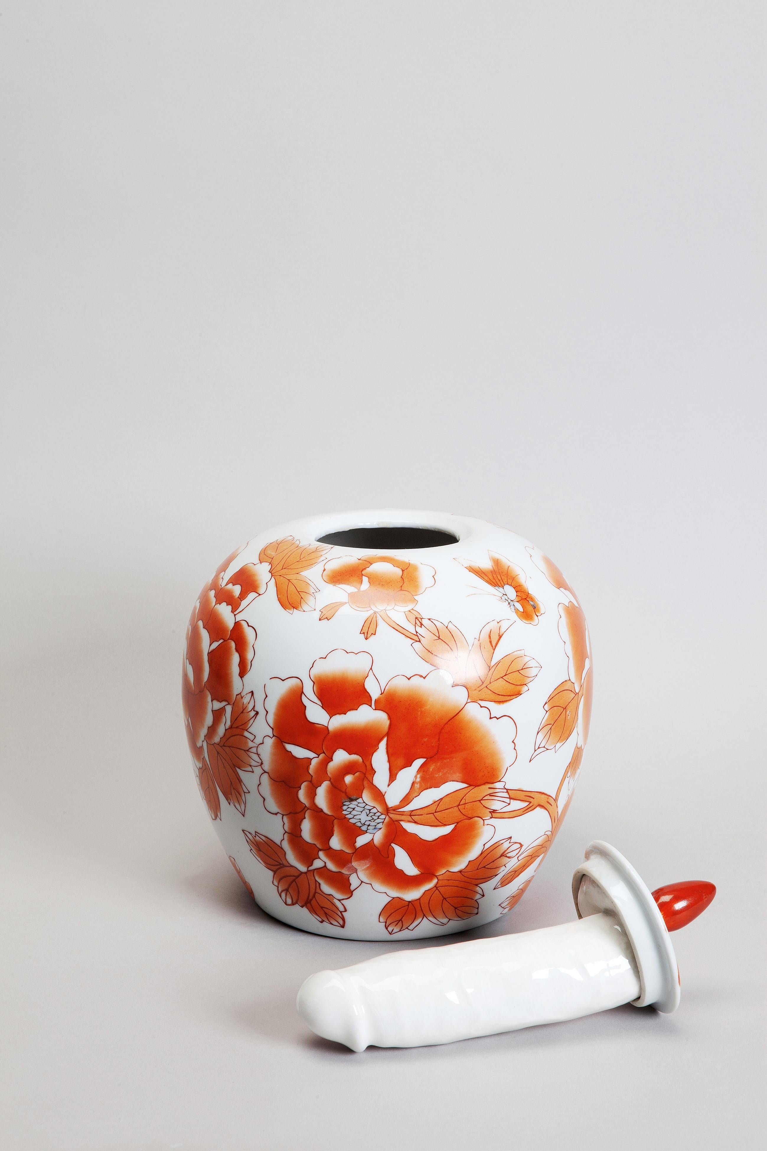 Glazed Porcelain Ceramic Sculptural Vase Italy Contemporary, 21st Century