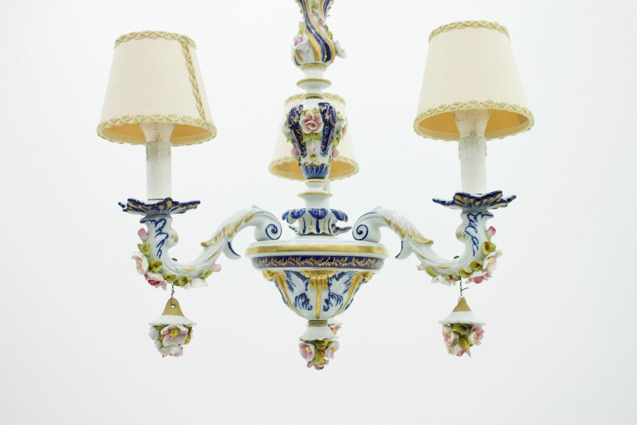 Mid-Century Modern Porcelain Chandelier Pendant from Mangani Milano, Italy, 1960s For Sale