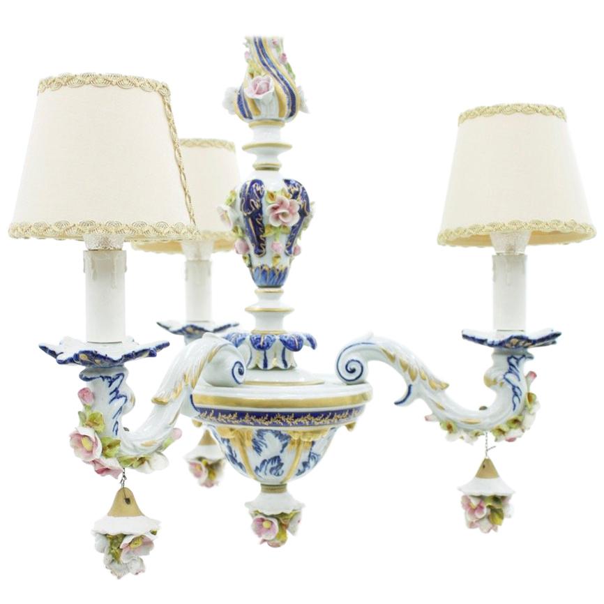 Porcelain Chandelier Pendant from Mangani Milano, Italy, 1960s For Sale