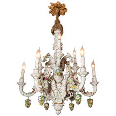 Porcelain Chandelier with Flowers and Angels, Germany, circa 1900