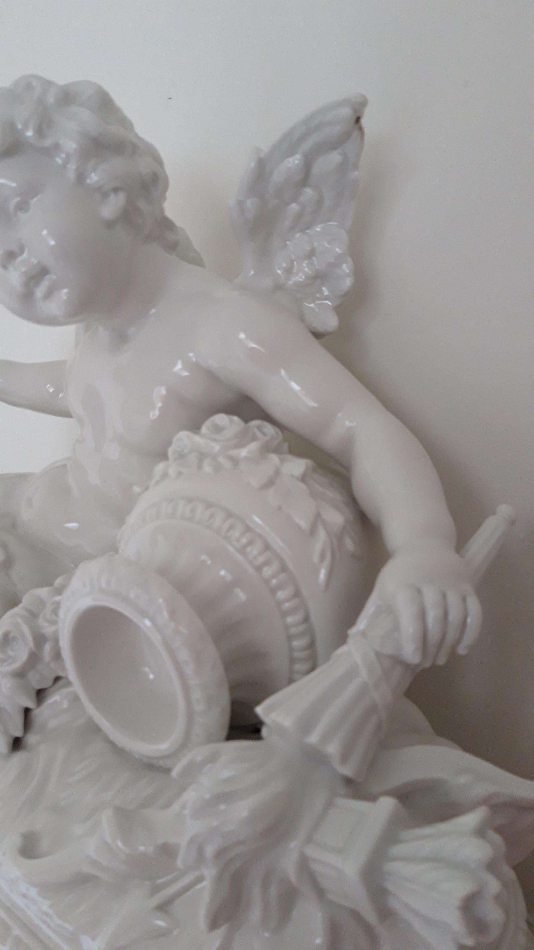 Neoclassical Porcelain Cherub by Hippolyte Moreau For Sale