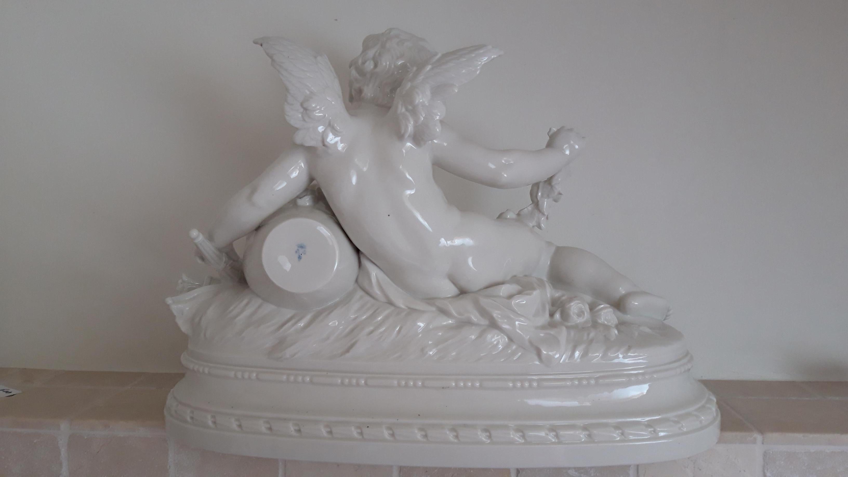 Early 20th Century Porcelain Cherub by Hippolyte Moreau For Sale