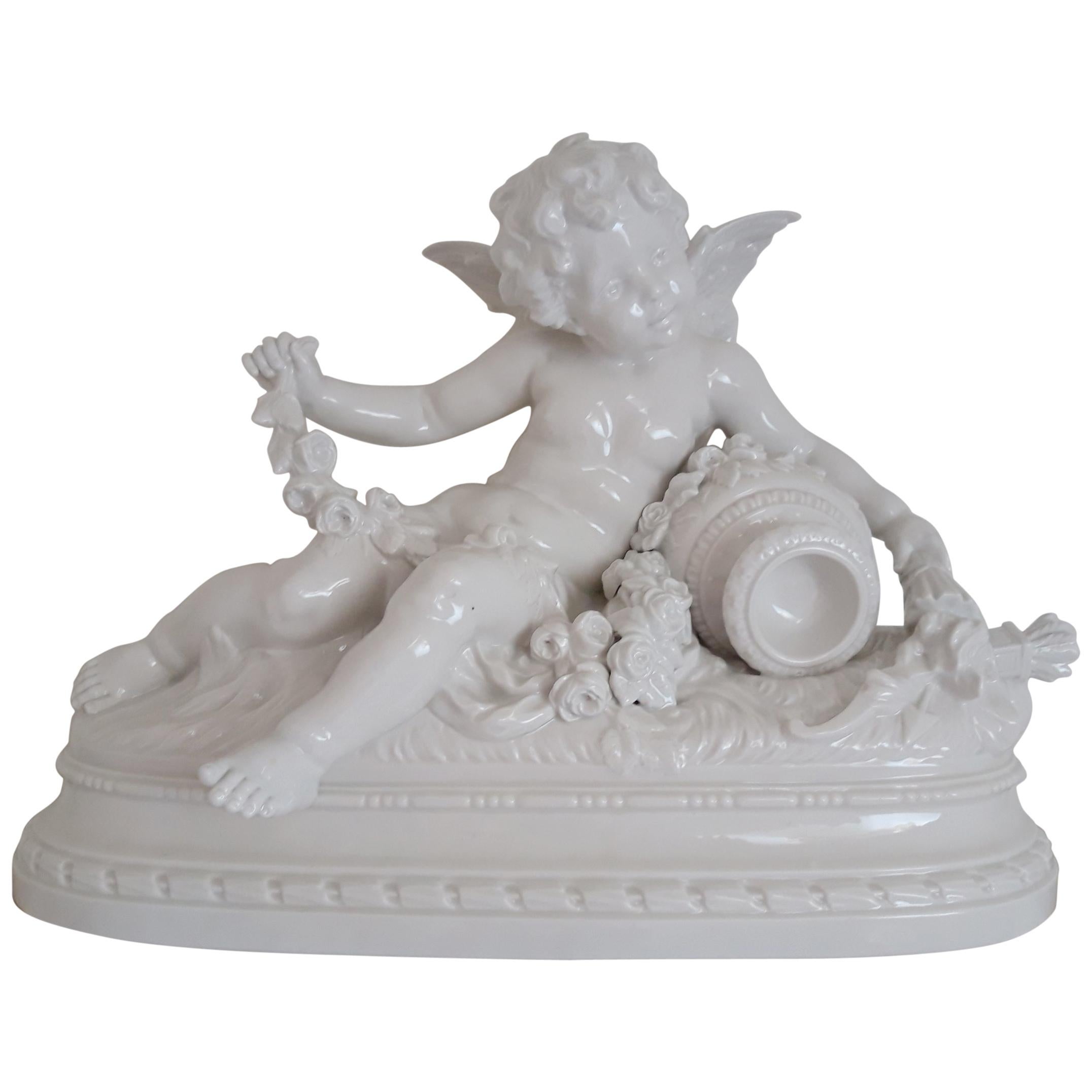 Porcelain Cherub by Hippolyte Moreau For Sale