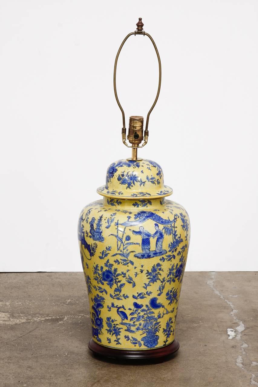Porcelain Chinoiserie Ginger Jar Lamp by Kinder Harris In Excellent Condition In Rio Vista, CA