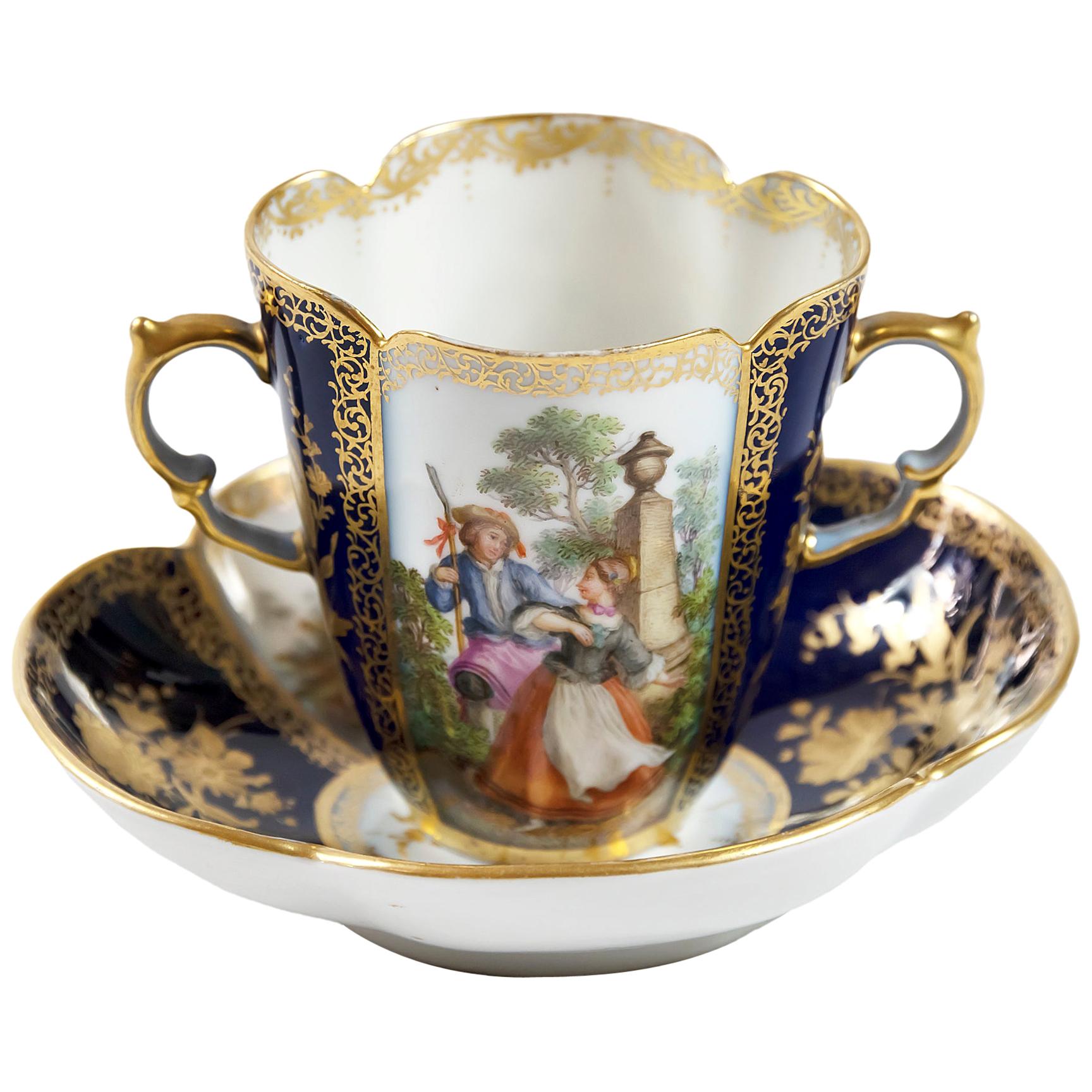 Porcelain Chocolate Cup with Saucer by Augustus Rex Helena Wolfsohn For Sale