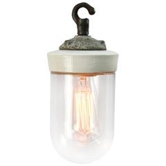 Porcelain Clear Glass Vintage Industrial Cast Iron Hanging Light Pendants