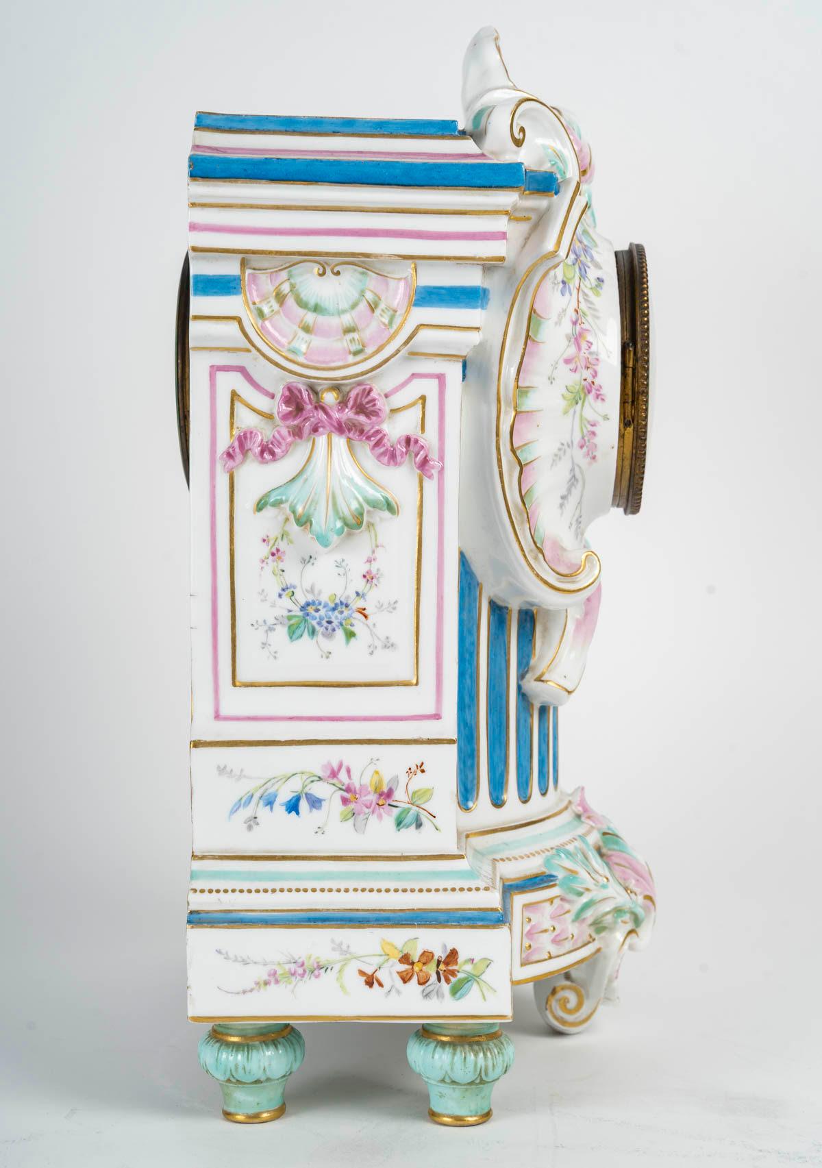 Porcelain Clock, 19th Century, Napoleon III Period. For Sale 1