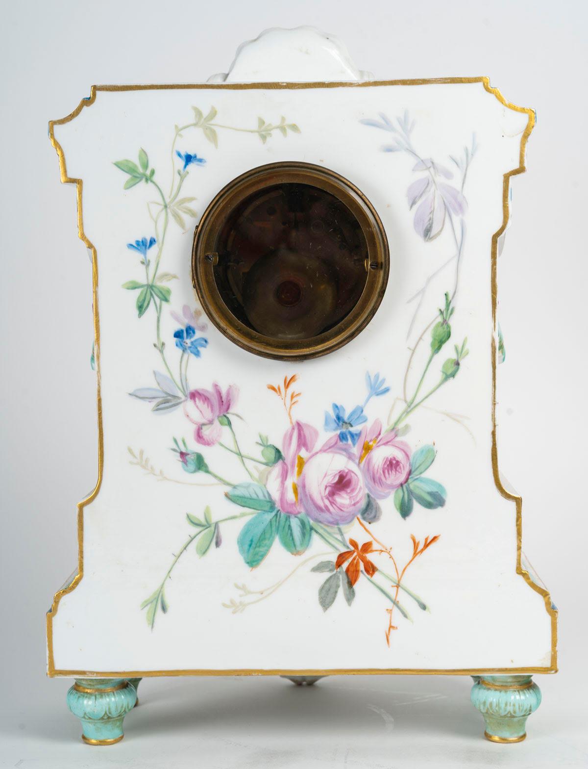 Porcelain Clock, 19th Century, Napoleon III Period. For Sale 2