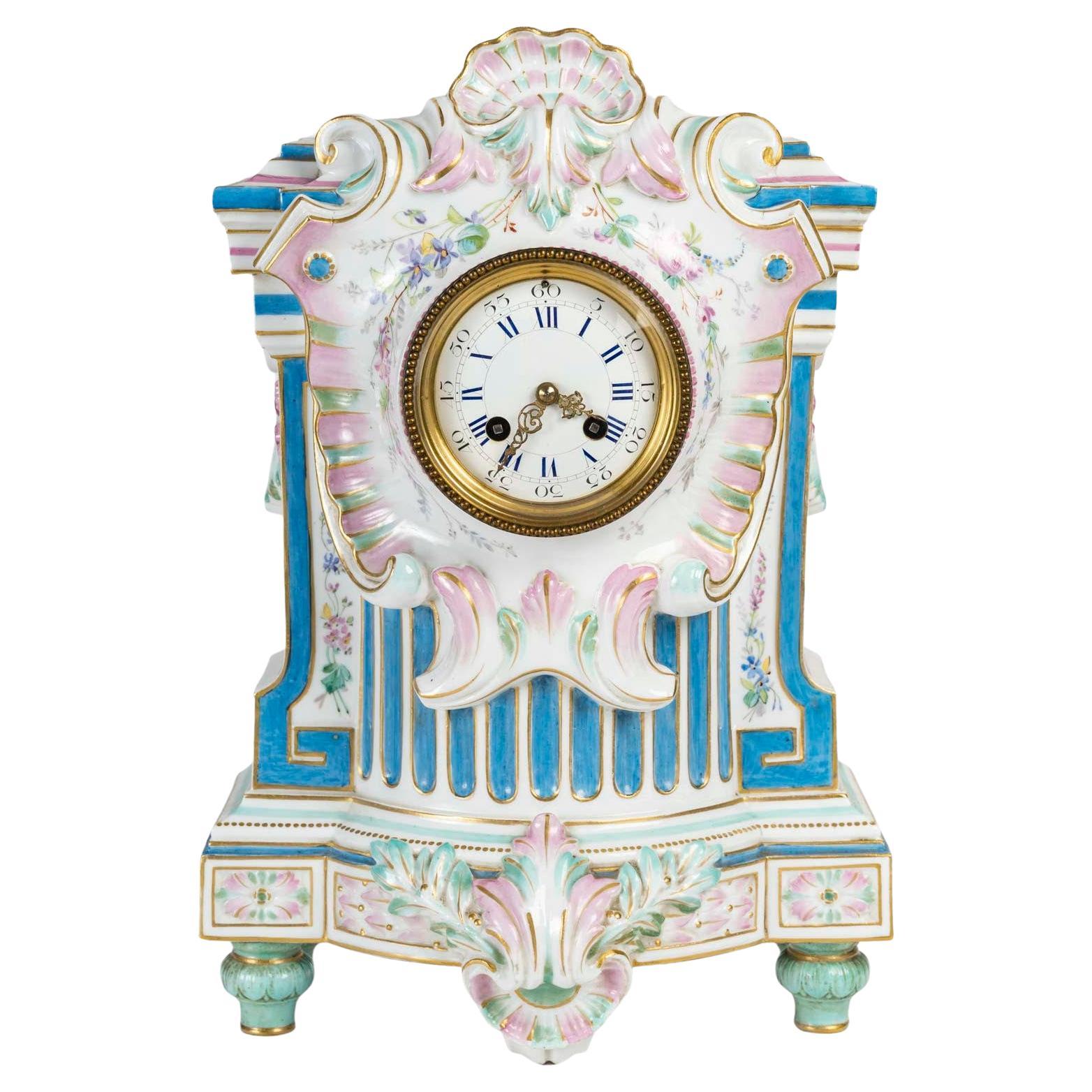 Porcelain Clock, 19th Century, Napoleon III Period.