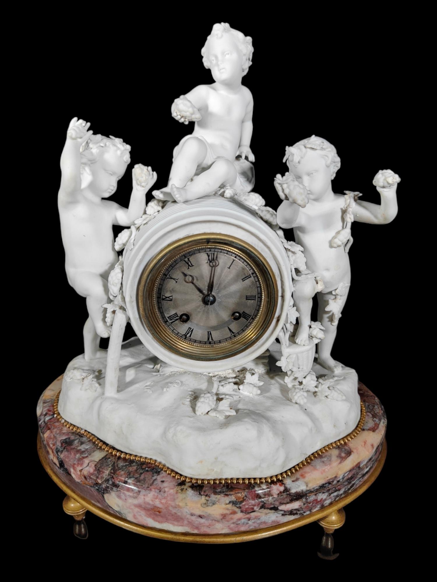 Porcelain Clock from LE Roy and Fills in Paris For Sale 8