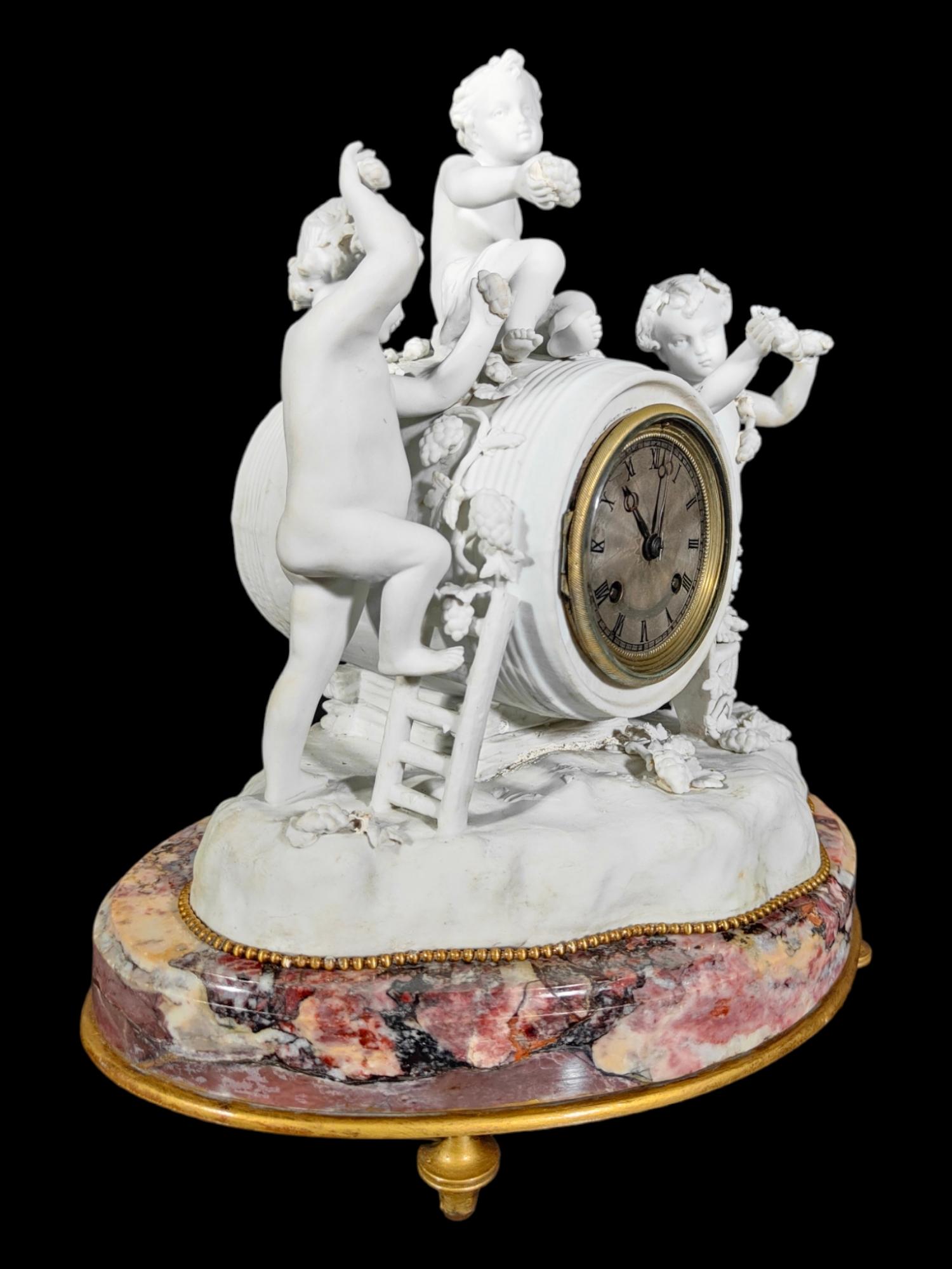 Mid-19th Century Porcelain Clock from LE Roy and Fills in Paris For Sale