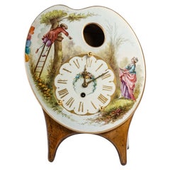 Porcelain Clock on a Wooden Base