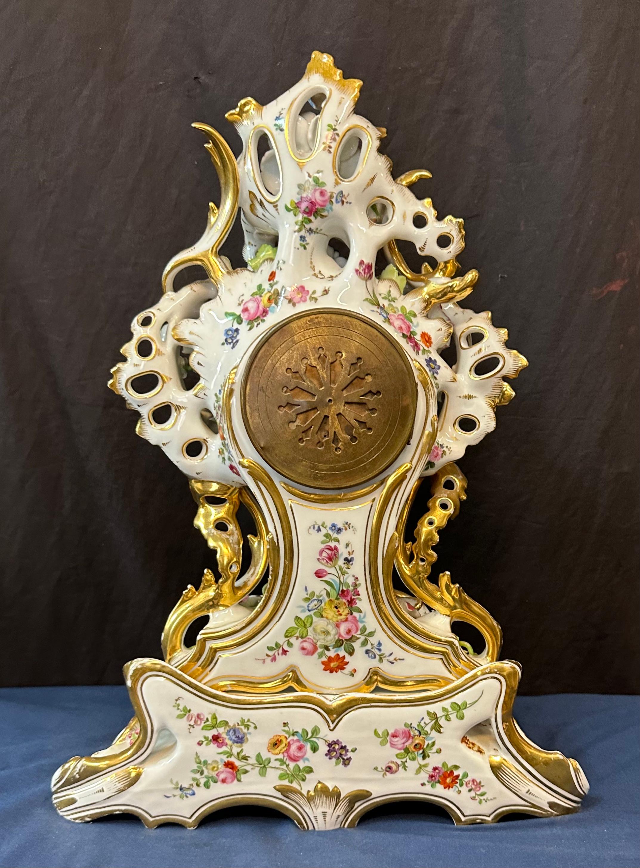 Porcelain Clock & Stand by Aubert & Klaftenberger In Good Condition For Sale In Bronx, NY
