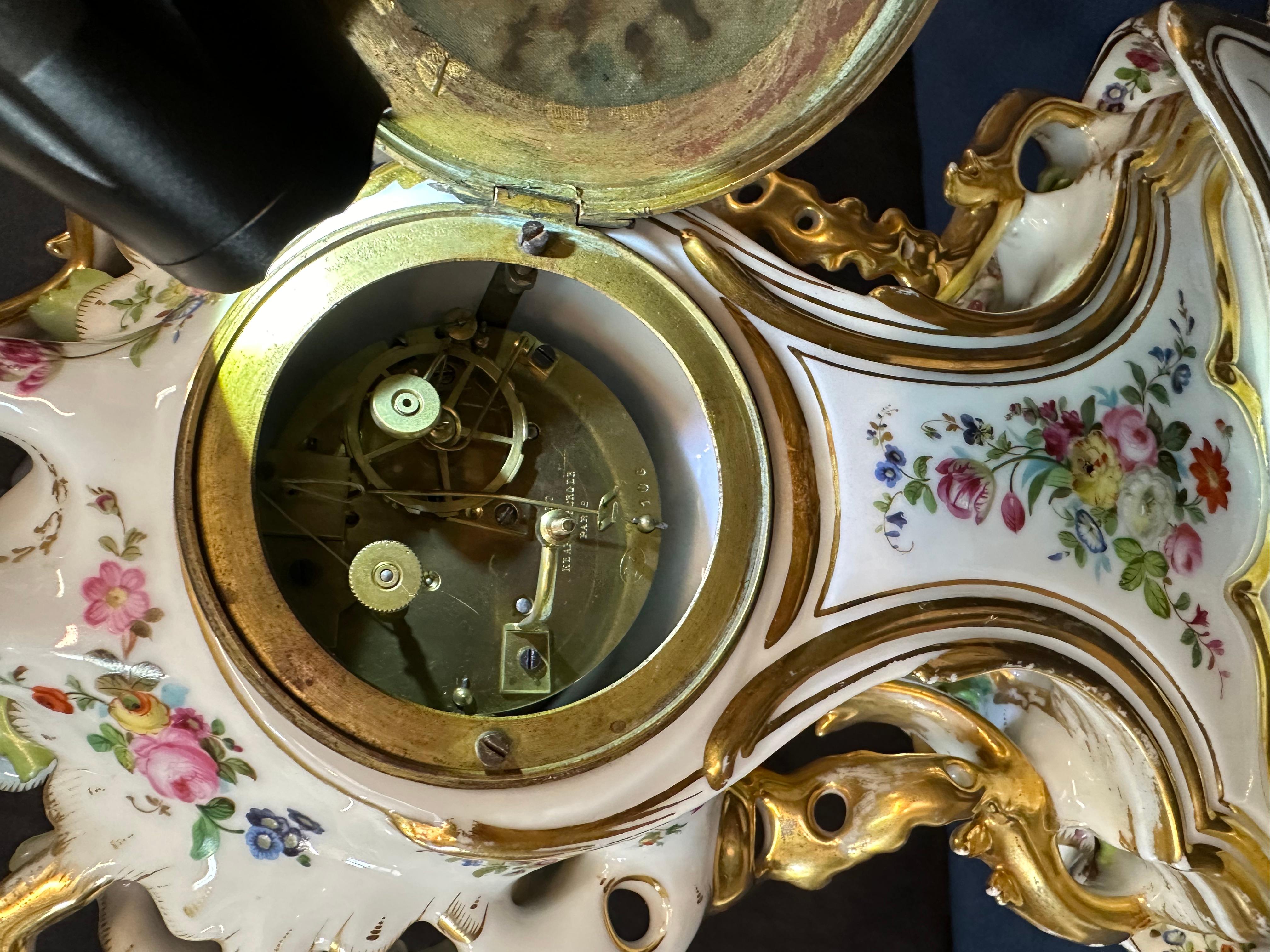 Porcelain Clock & Stand by Aubert & Klaftenberger For Sale 3