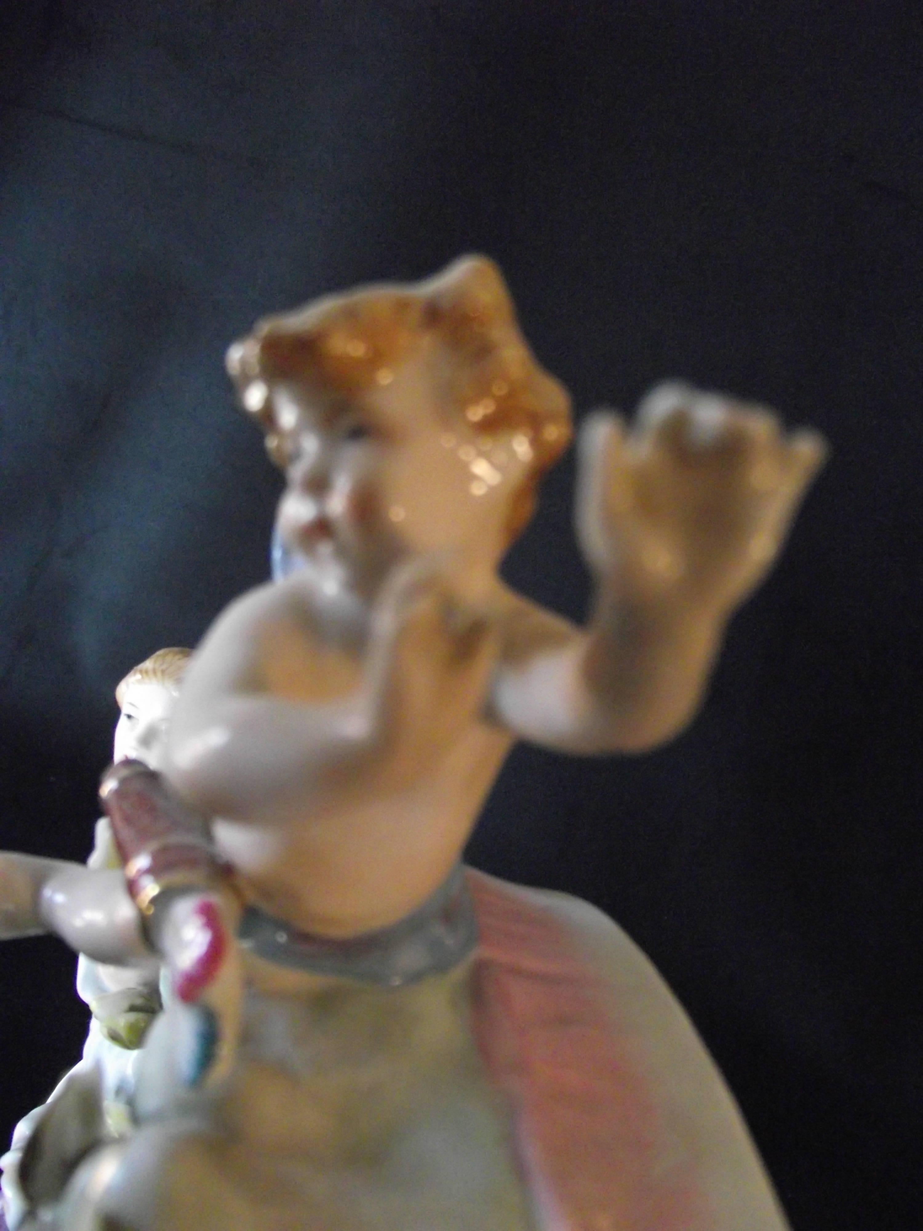 Antique Porcelain Hand-Painted Baroque Style Mantle Clock/ Aphrodite & Cupid    For Sale 2