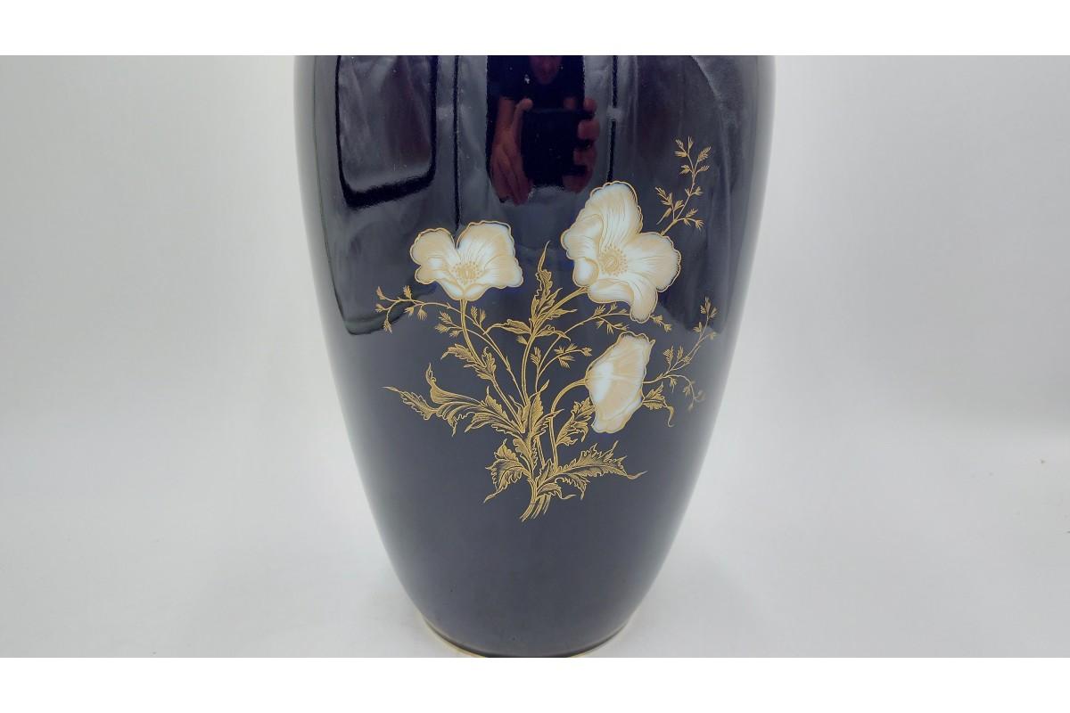 Mid-Century Modern Vase en porcelaine cobalt, Hutschenreuther Hohenberg, Allemagne, années 1960 en vente
