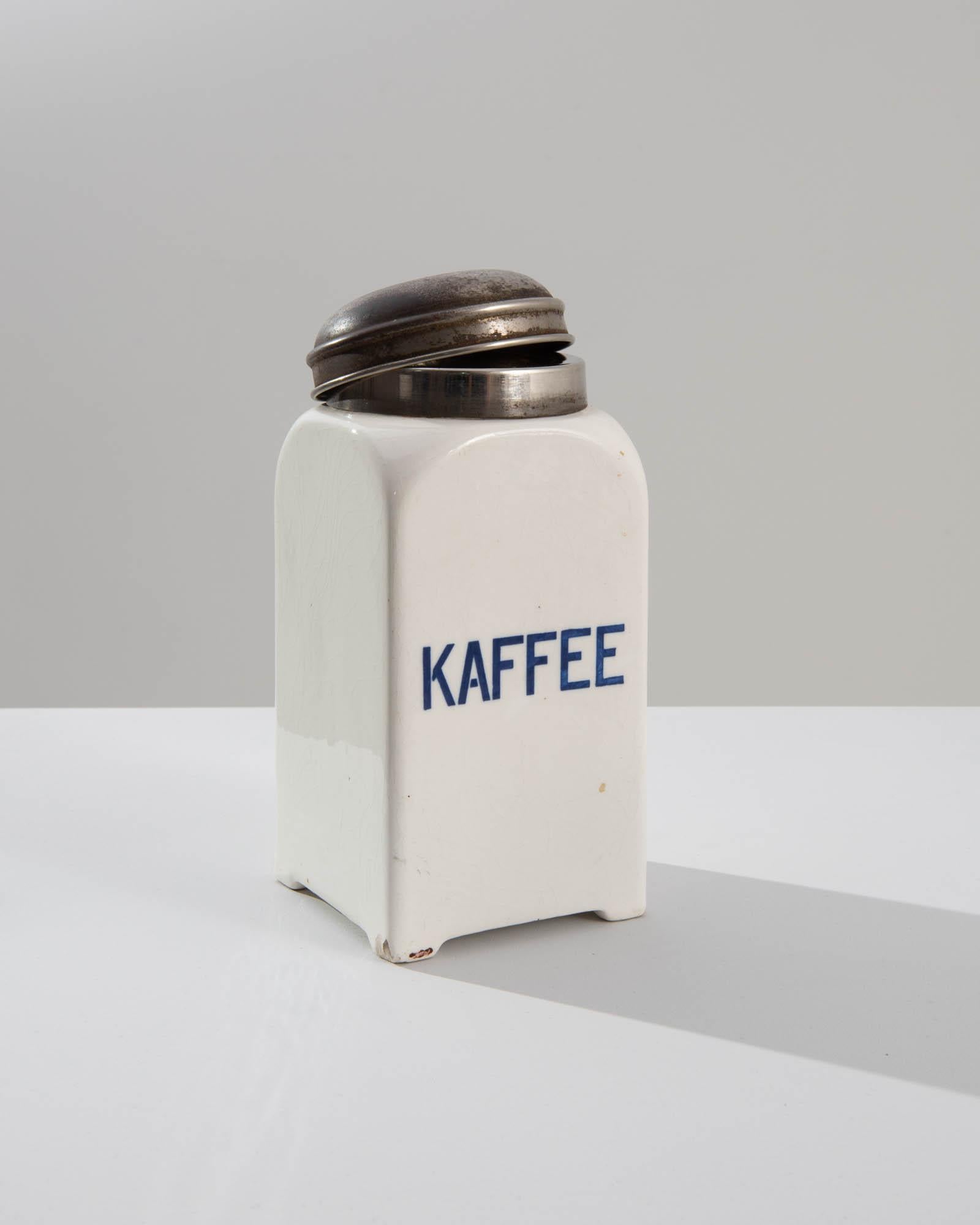 20th Century Porcelain Coffee Canister with Metal Lid For Sale