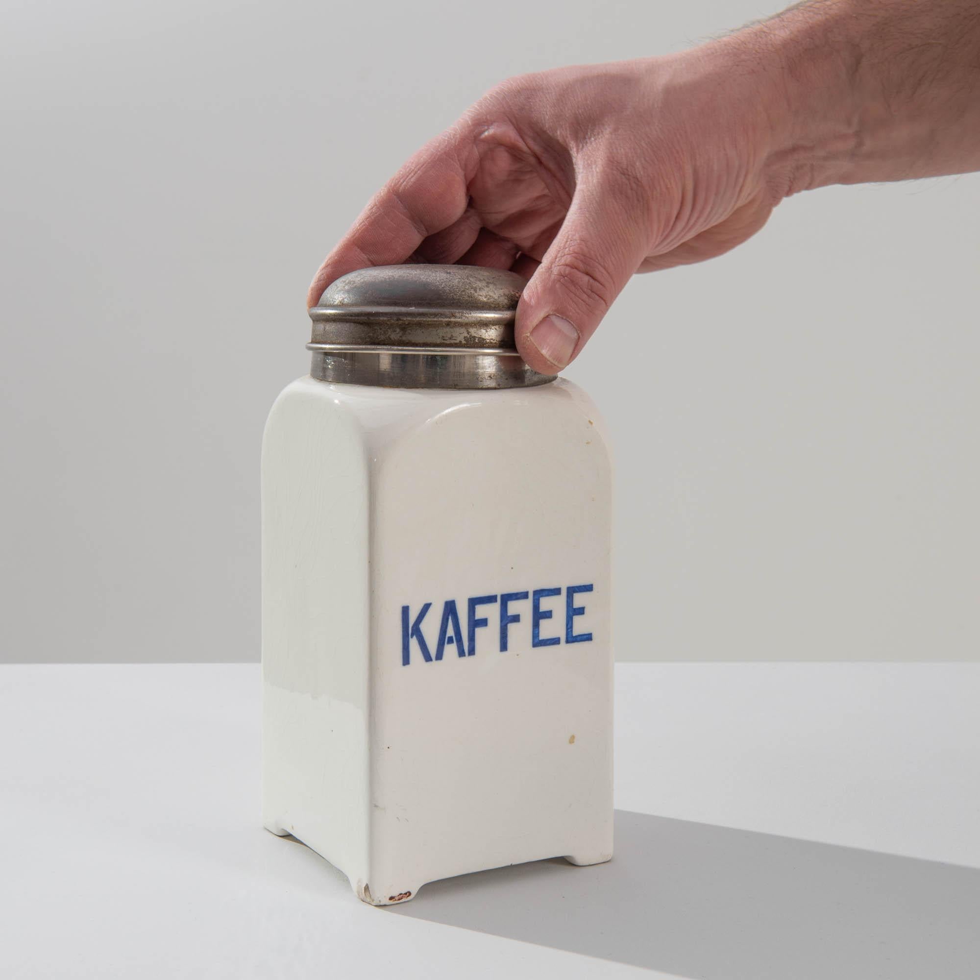 Porcelain Coffee Canister with Metal Lid For Sale 1
