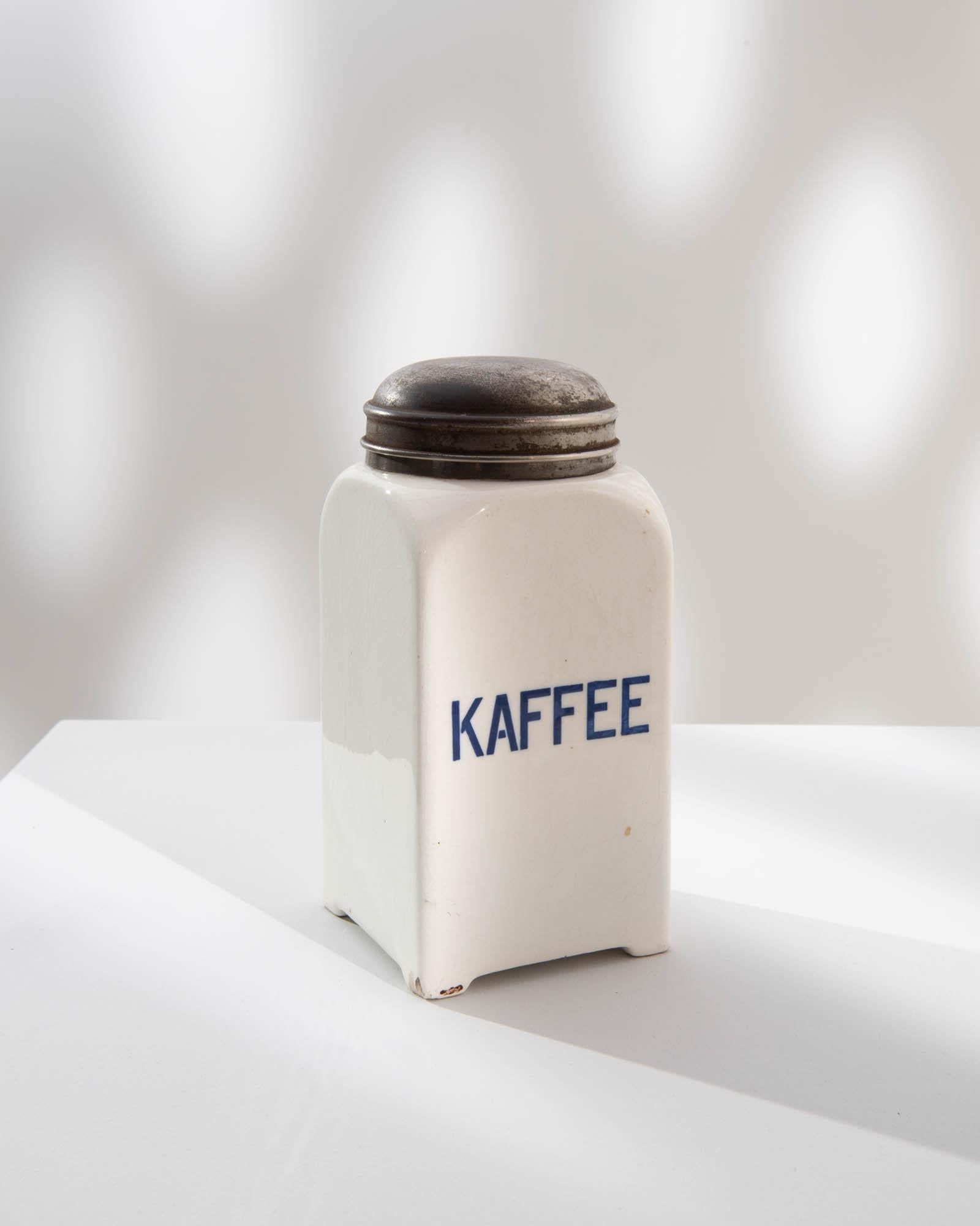 Porcelain Coffee Canister with Metal Lid For Sale 4