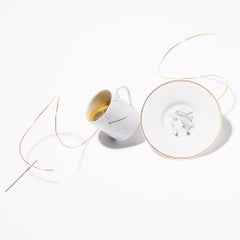 Porcelain Coffee Cup and Gold, Parisian Style "Couture"