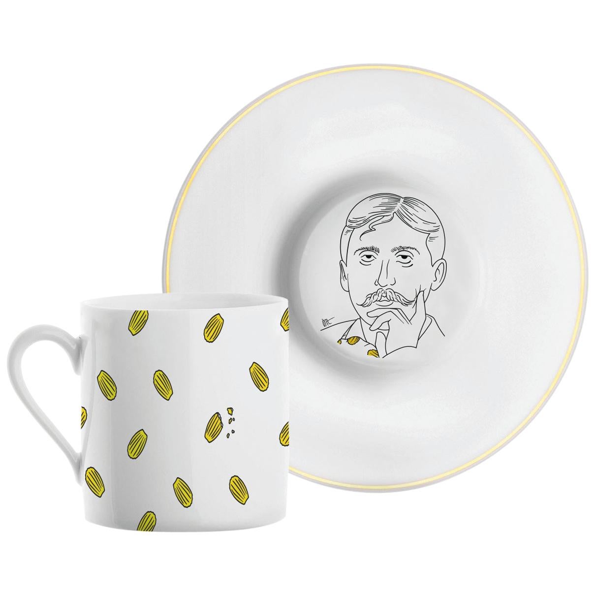 Porcelain Coffee Cup and Gold, Parisian Style "Marcel Proust" For Sale