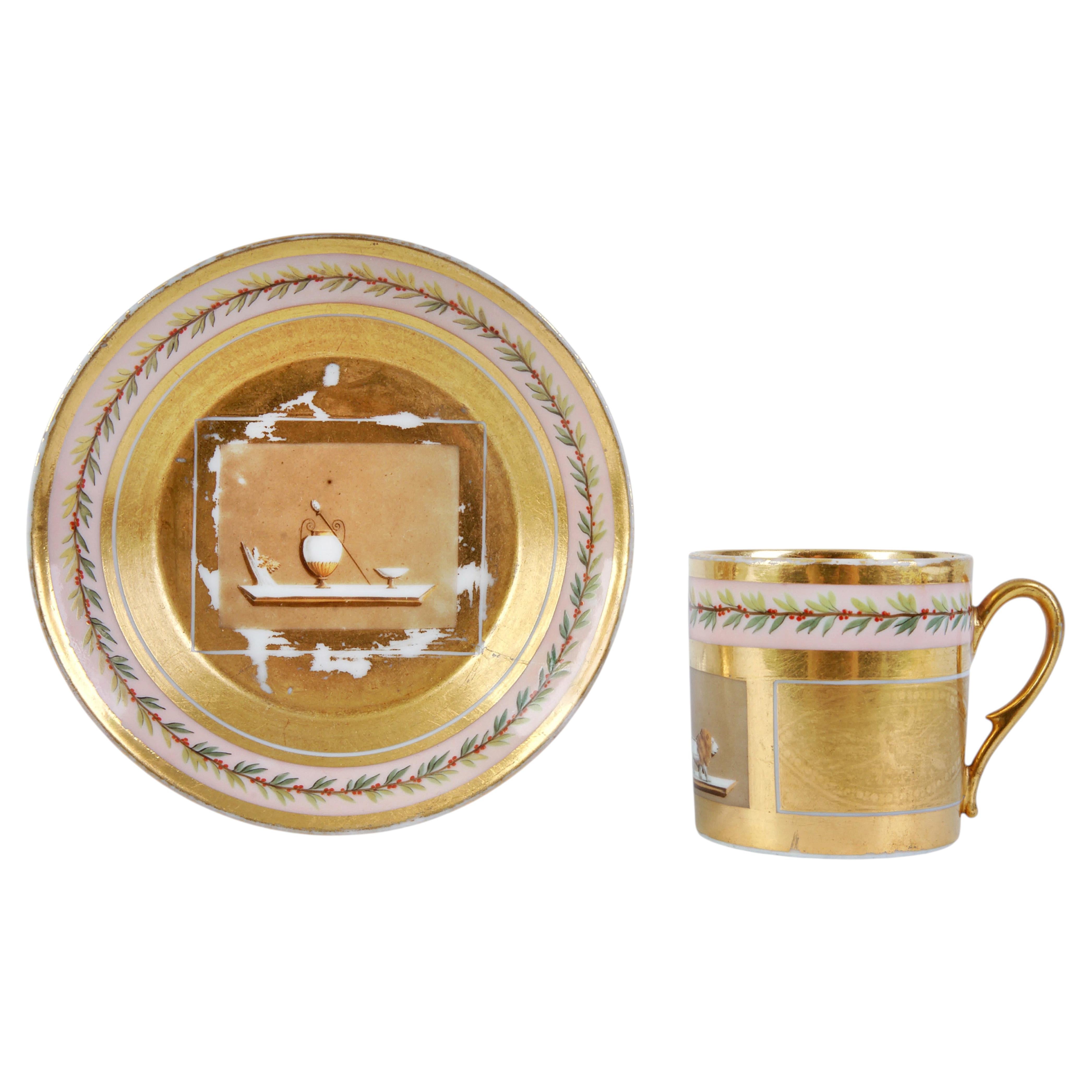 Porcelain coffee cup and saucer Vieux Paris (Old Paris) 1800 - 1815