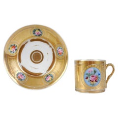 Tasse à café et soucoupe en porcelaine, France, marque « Vieux Paris », 1800-1815
