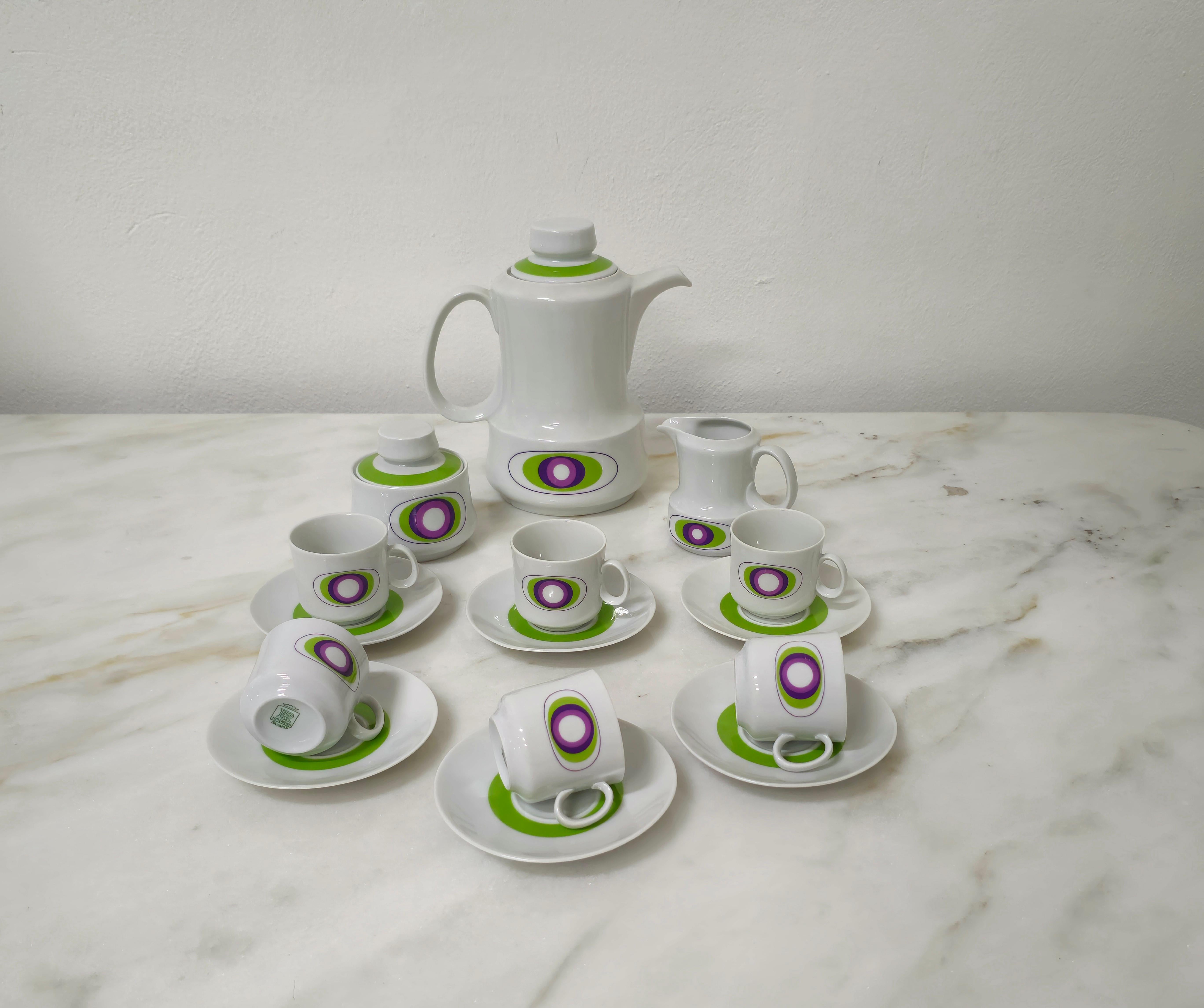 Nice/simpatic coffee service made of Bavarian porcelain with decoration in shades of green, purple and wisteria. The service composed of a milk jug, a sugar bowl, a coffee maker and 6 cups.



Note: We try to offer our customers an excellent service