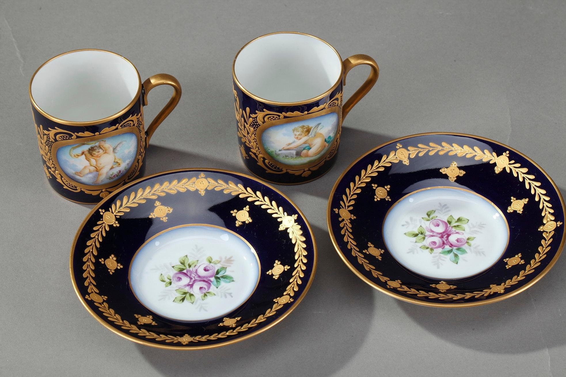 Napoleon III Porcelain Coffee Service with Mythological Scenes in Sevres Taste