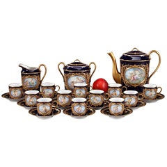 Porcelain Coffee Service with Mythological Scenes in Sevres Taste