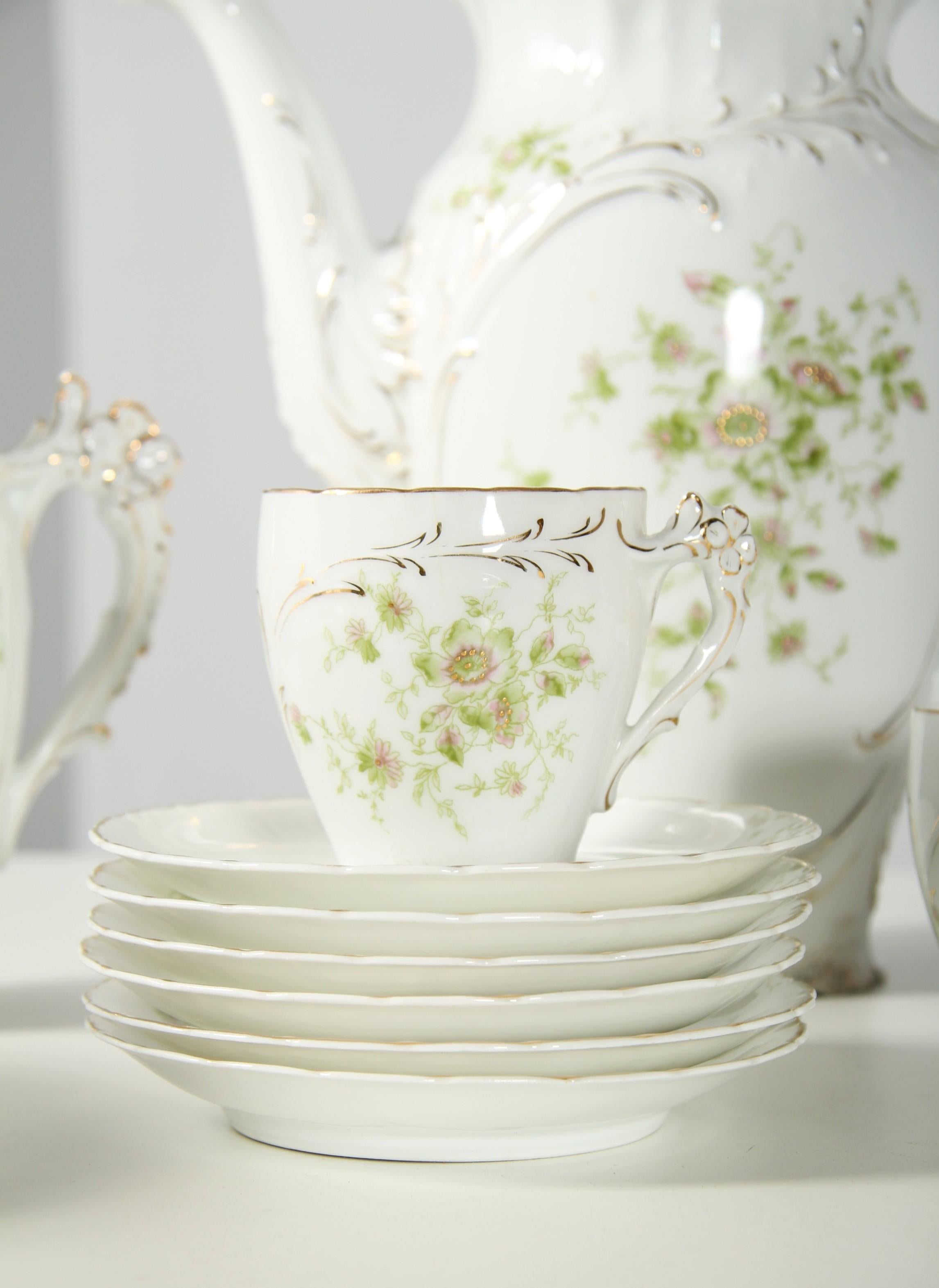 Juego de café de porcelana para 6 personas de Jaeger, Thomas & Co. Alemán en venta