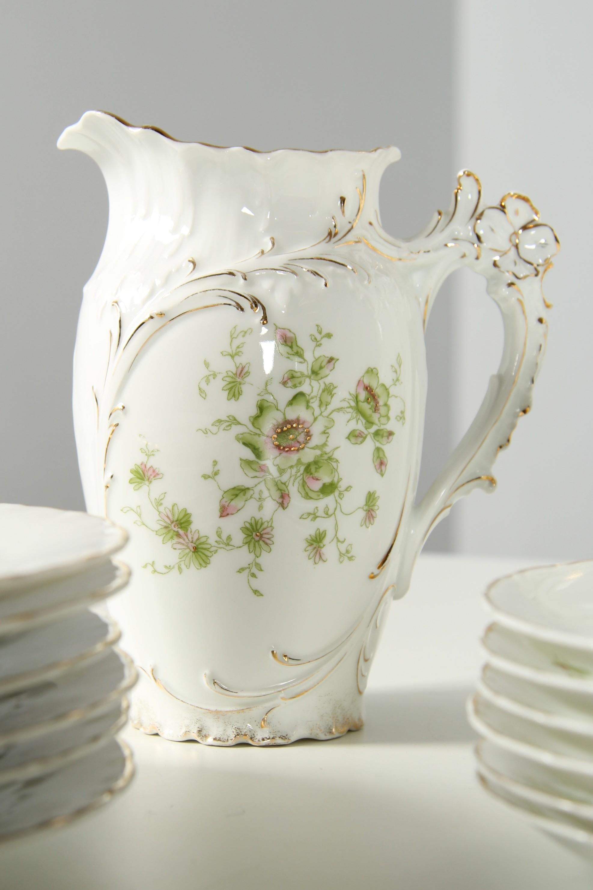 Juego de café de porcelana para 6 personas de Jaeger, Thomas & Co. siglo XIX en venta