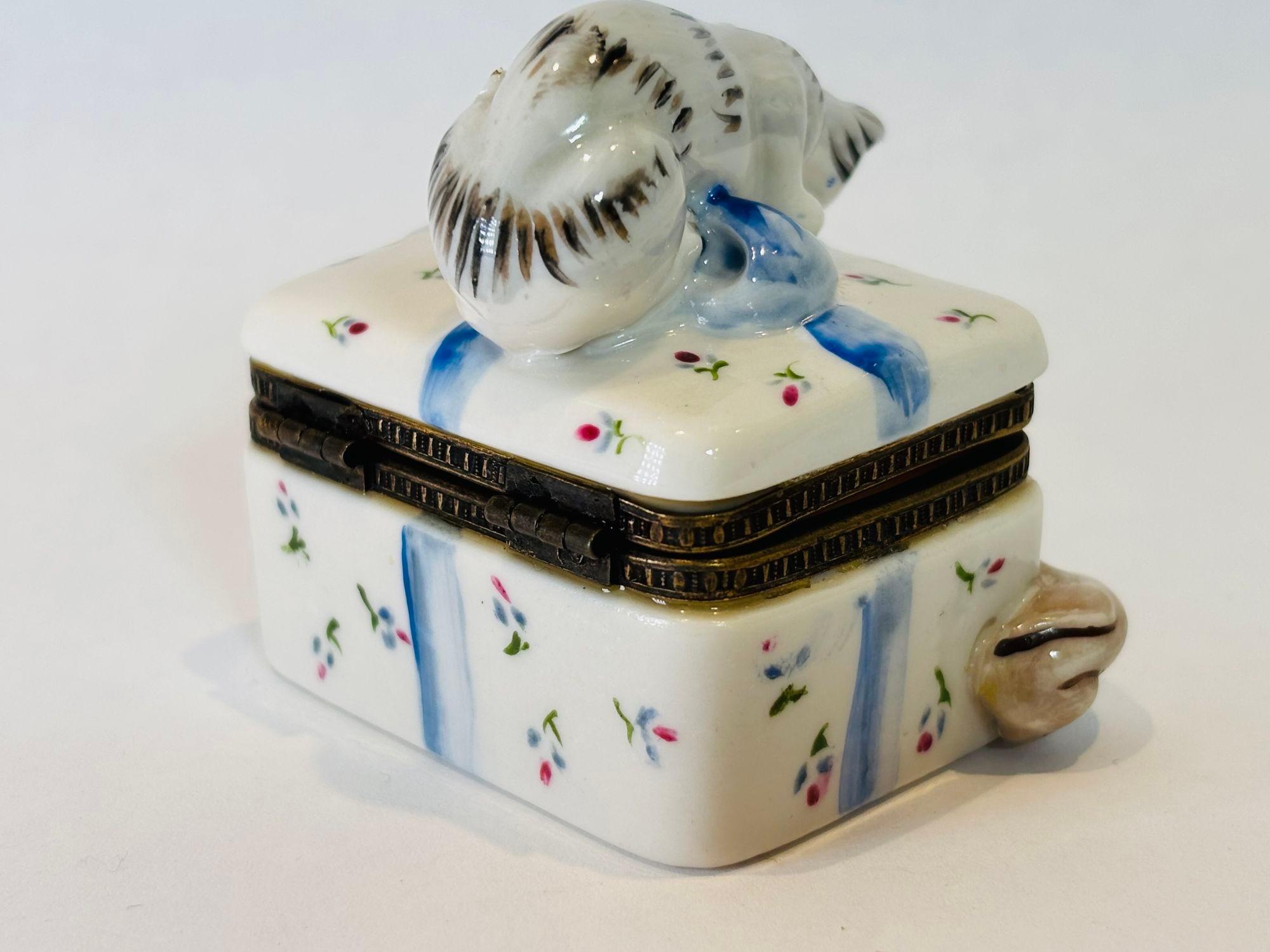 Caja de porcelana coleccionable Gato con ratón Hecho a mano en venta