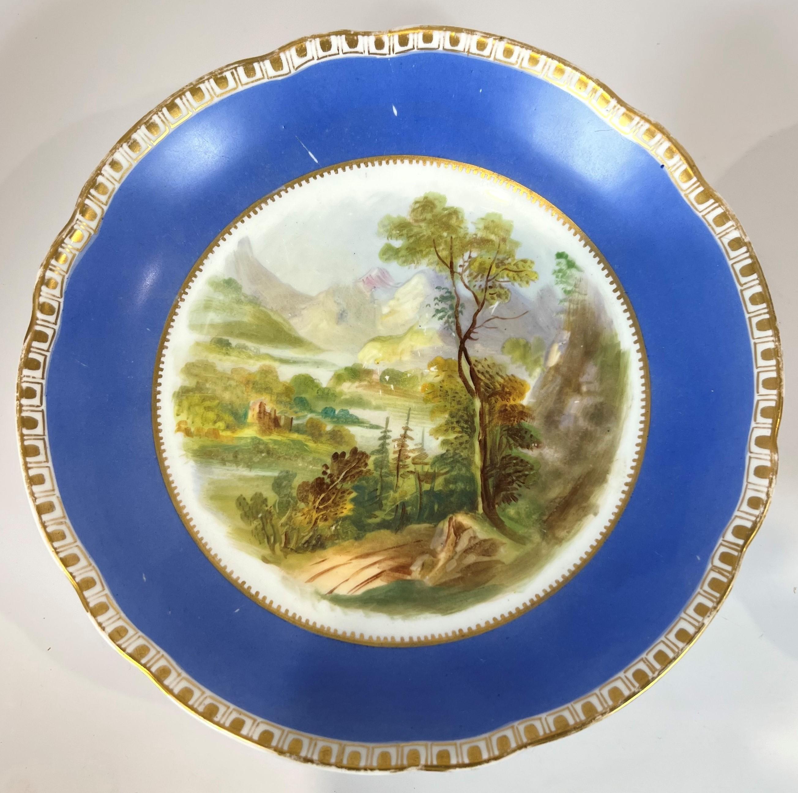 Fantastic Pair of cobalt gilt edge compotes with scenes of Scotland.  Entire sets of dishes with Scottish landmarks were produced, especially for the American Market in the 1870's, but they are not altogether easy to find, particularly if your
