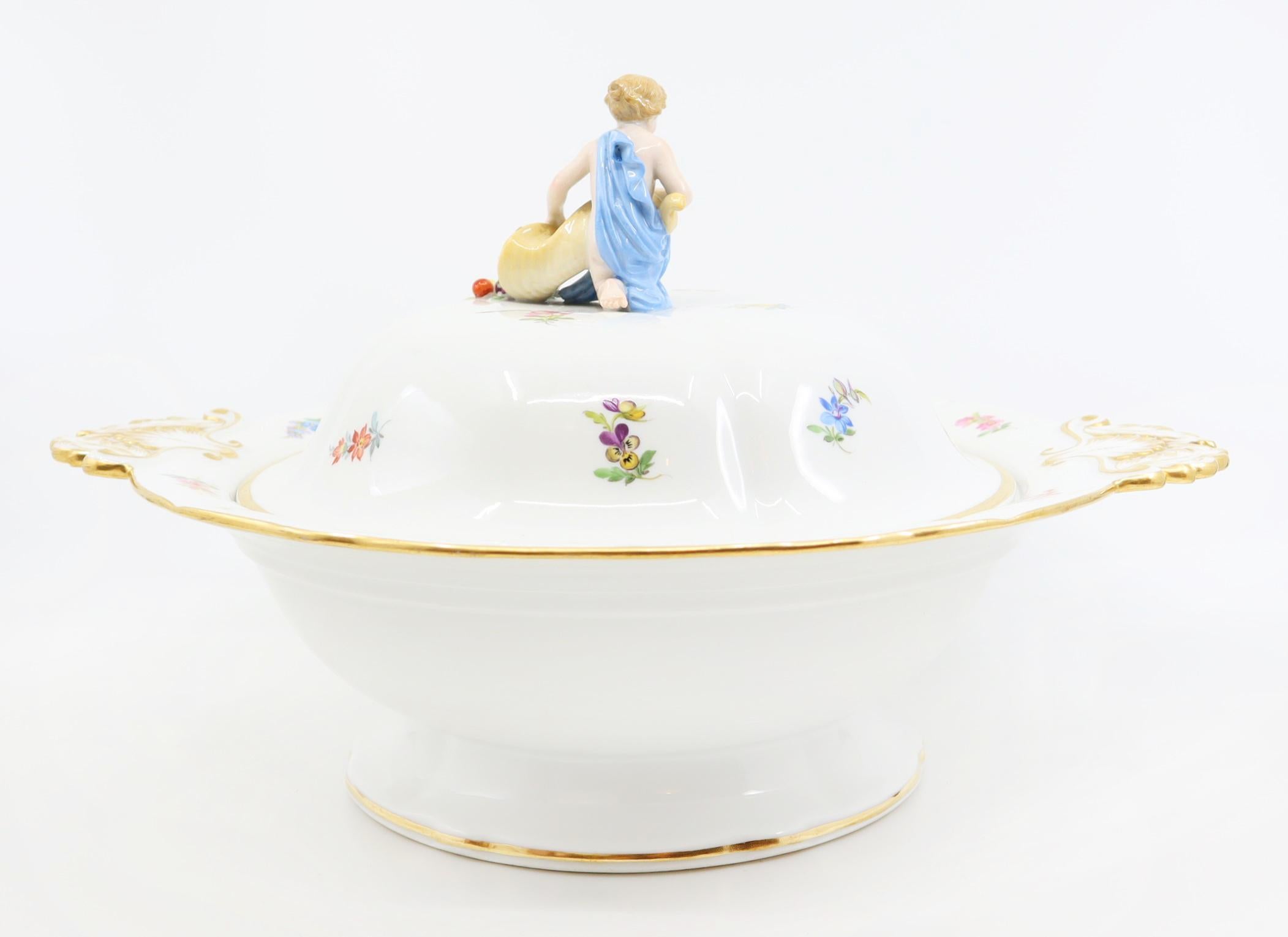 Hand-Painted Porcelain Covered Bowl For Sale