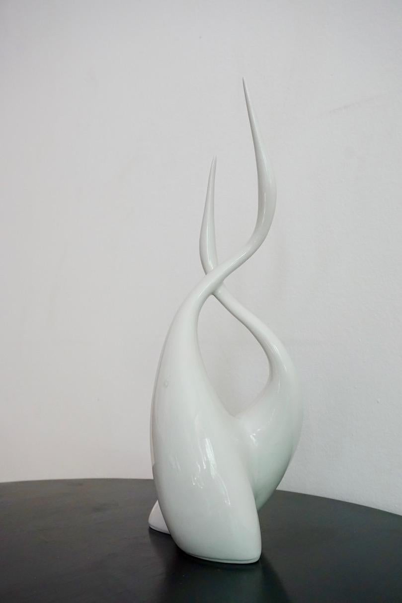 Mid-Century Modern Porcelain Cranes Sculpture by Jaroslav Ježek for Royal Dux Porcelain, 1960s