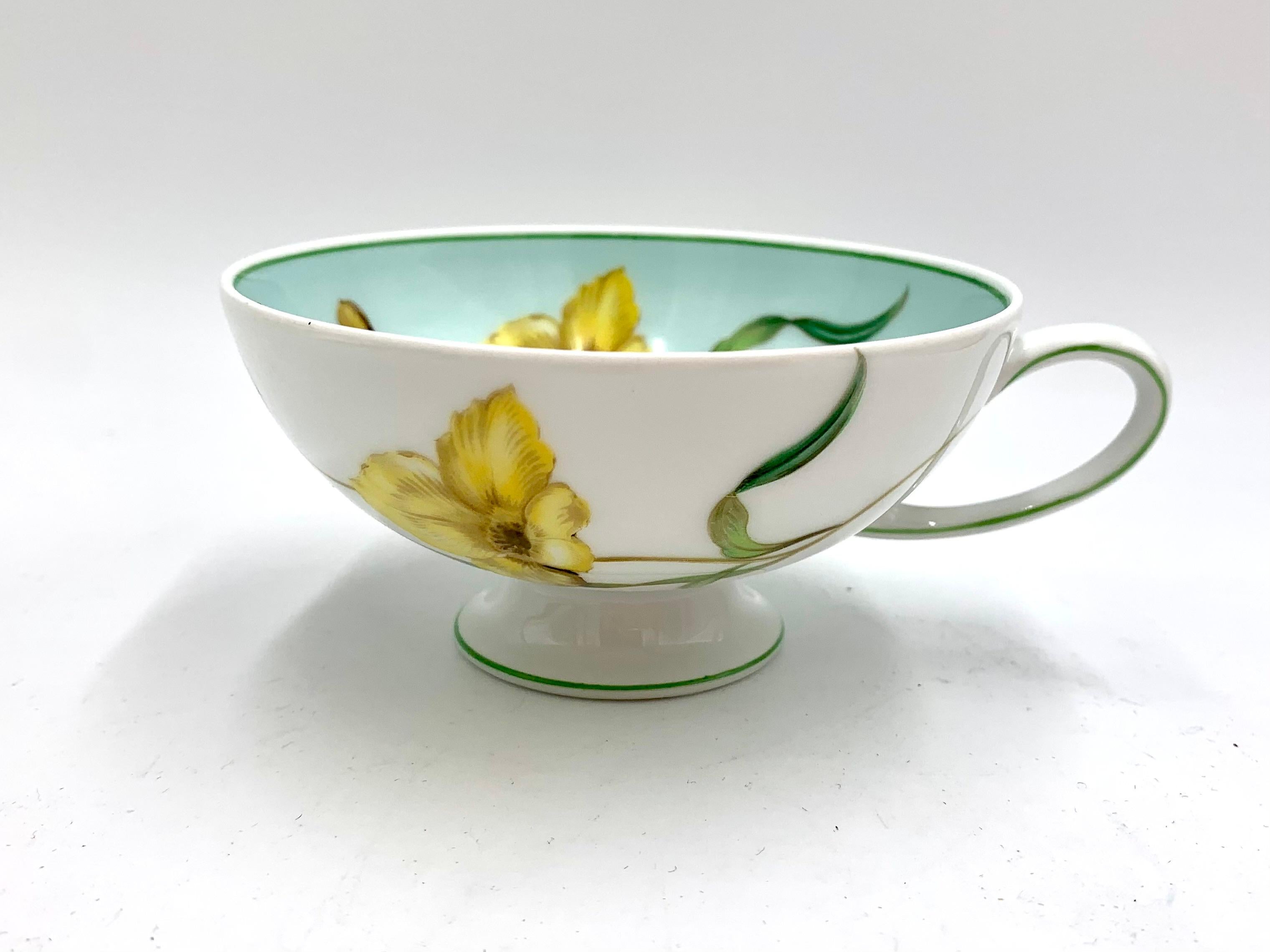 Porcelain Cup with Daffodil Rosenthal, Breakfast Set, Germany In Good Condition In Chorzów, PL