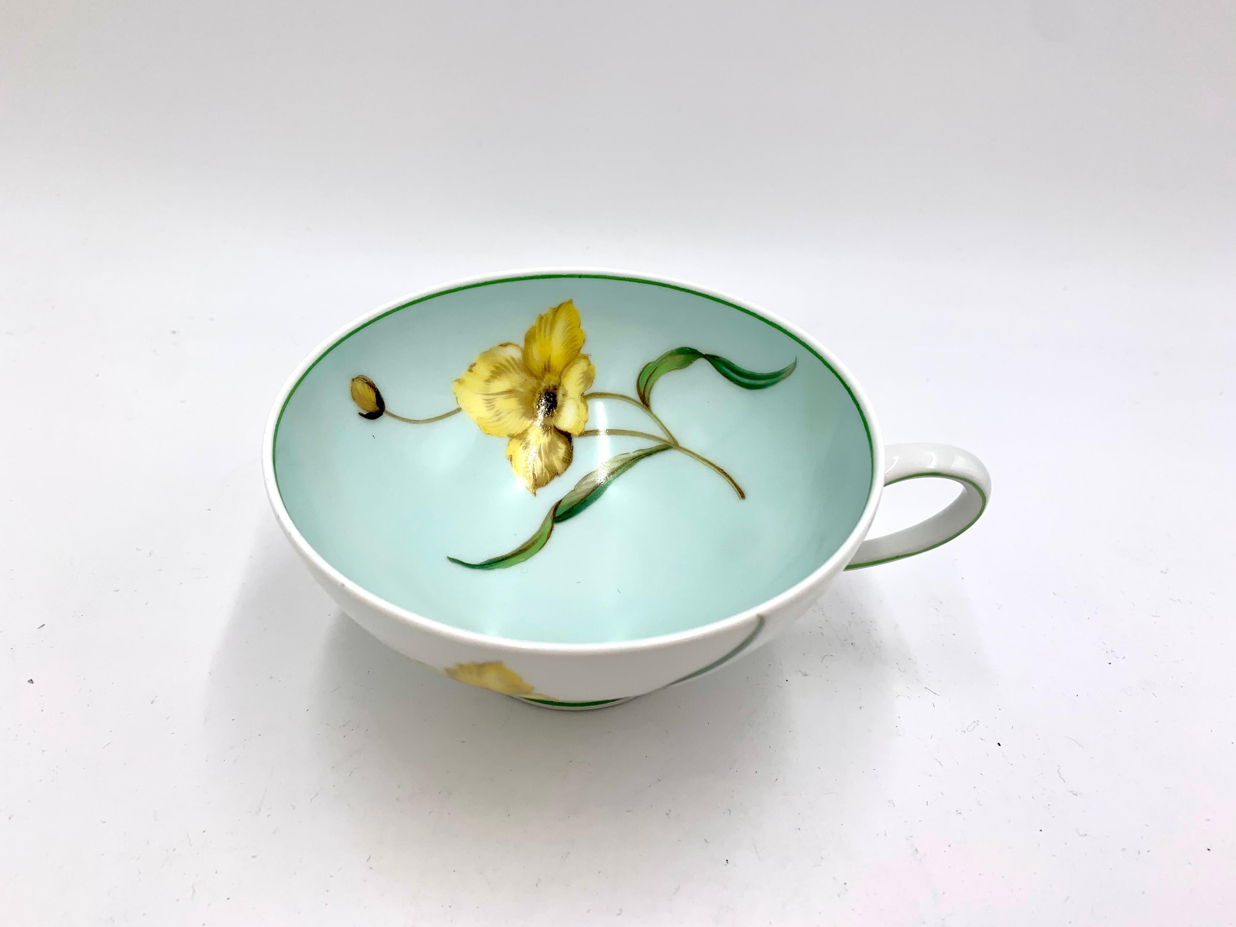 20th Century Porcelain Cup with Daffodil Rosenthal, Breakfast Set, Germany