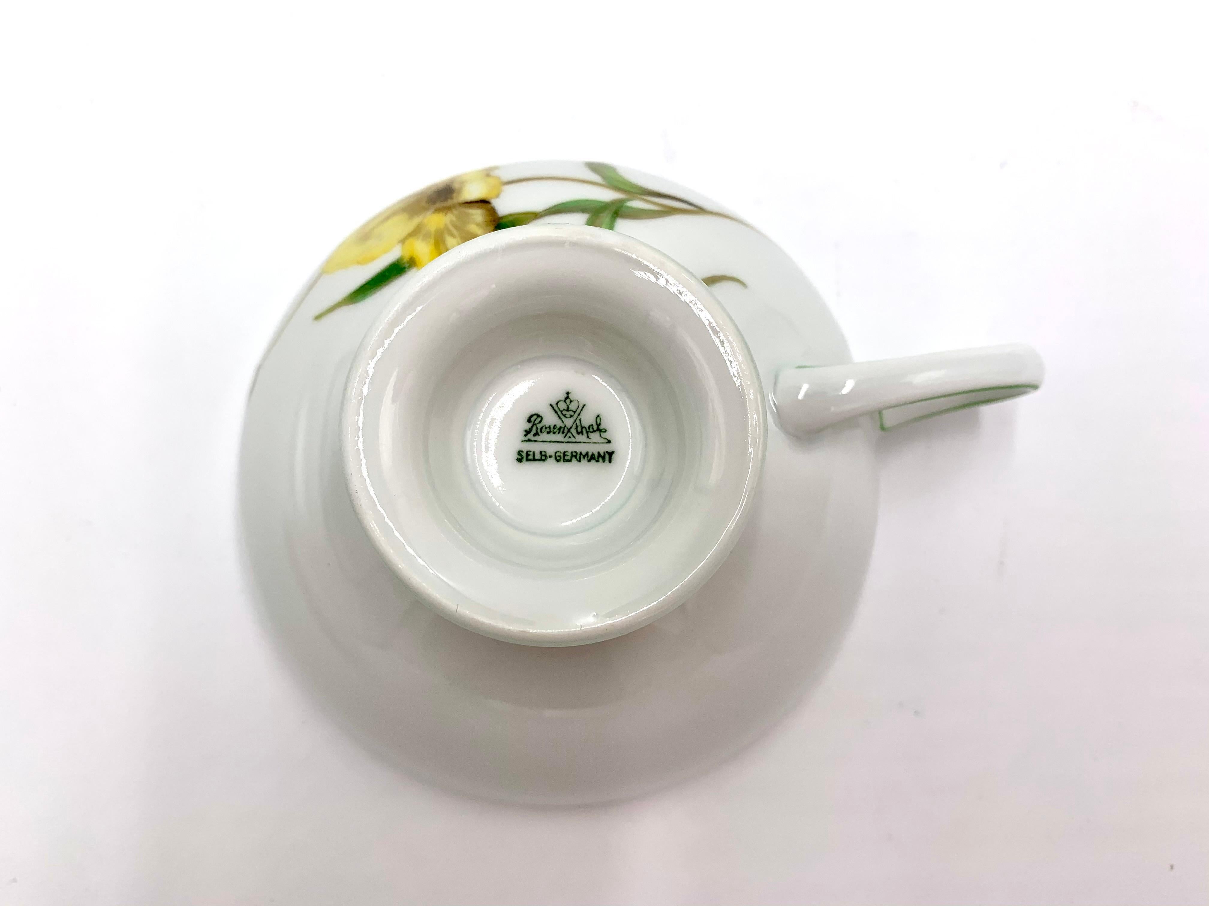 Porcelain Cup with Daffodil Rosenthal, Breakfast Set, Germany 1