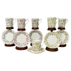 Used Porcelain cups and saucers by English Royal Albert "Rose Chintz" series, 1982