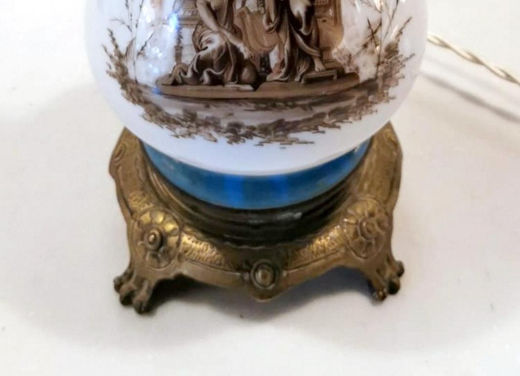 Porcelain De Paris Table Lamp Napoleon III France 'Without Lampshade' 3