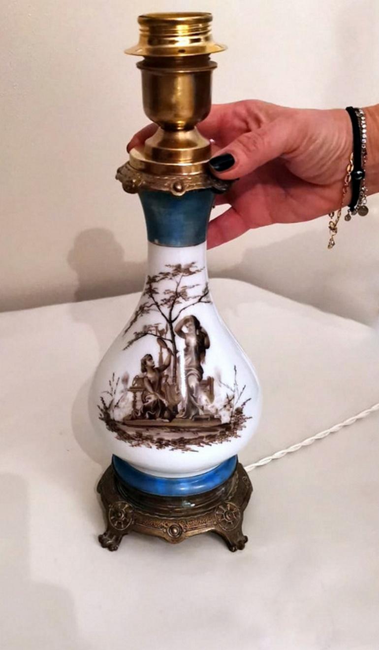 Porcelain De Paris Table Lamp Napoleon III France 'Without Lampshade' 11