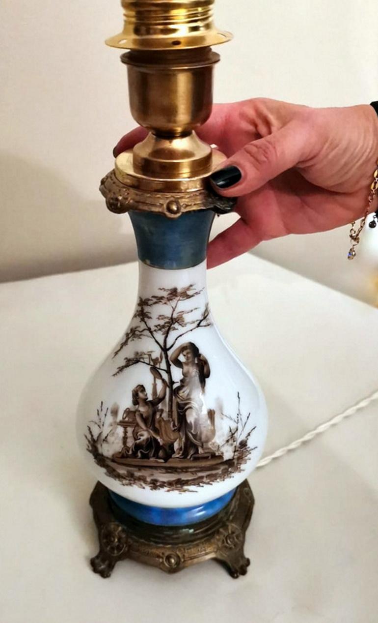 Porcelain De Paris Table Lamp Napoleon III France 'Without Lampshade' 12