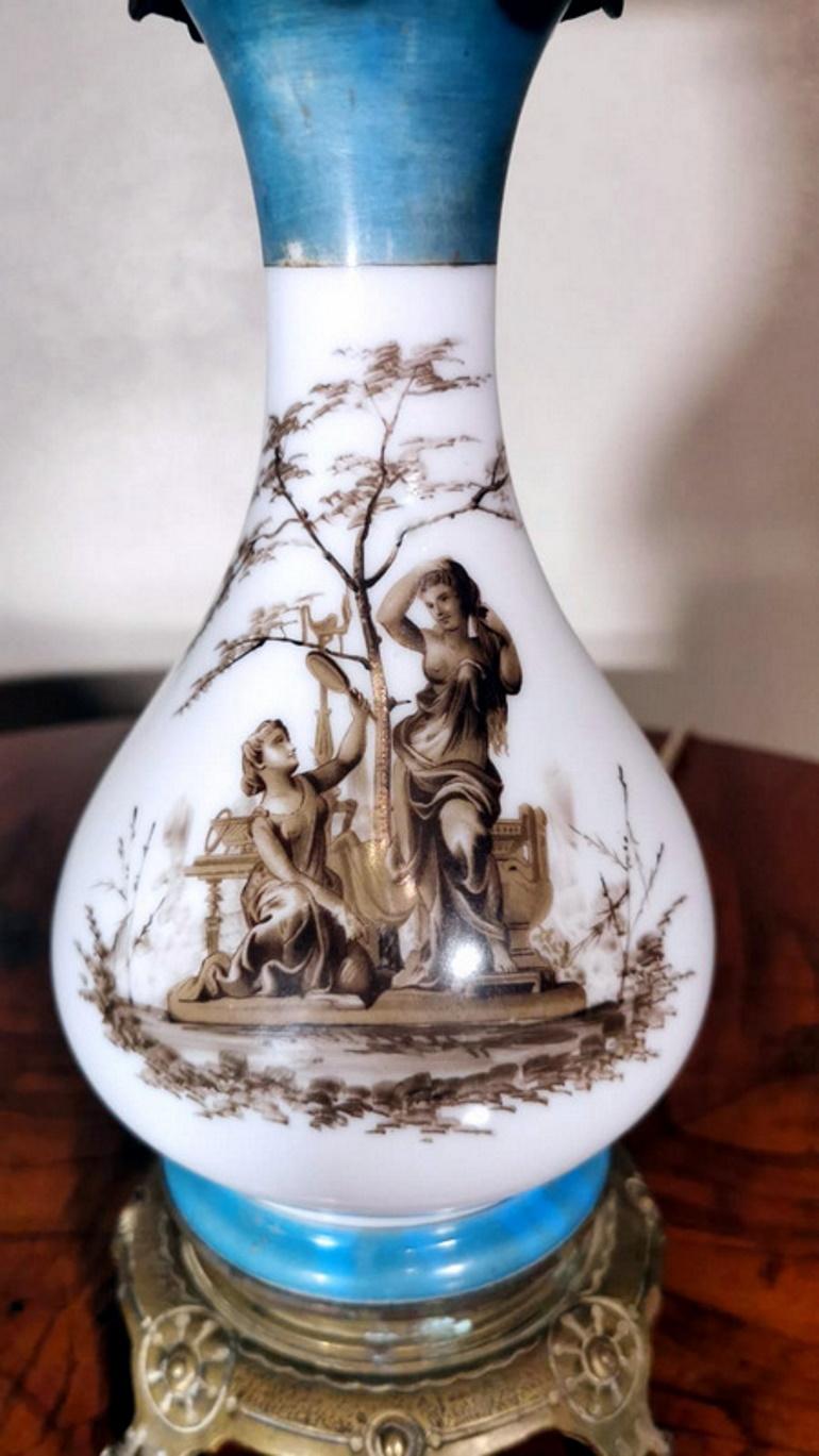 Gilt Porcelain De Paris Table Lamp Napoleon III France 'Without Lampshade'