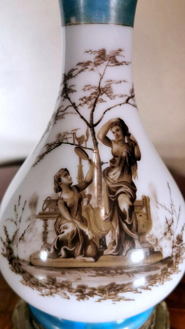 Porcelain De Paris Table Lamp Napoleon III France 'Without Lampshade' In Good Condition In Prato, Tuscany