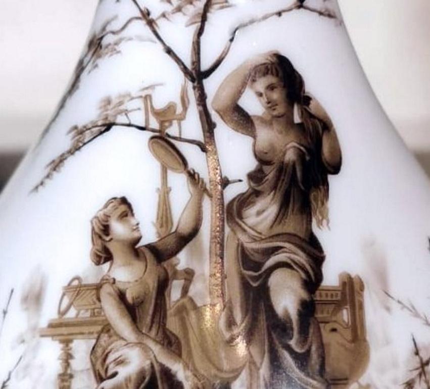 Bronze Porcelain De Paris Table Lamp Napoleon III France 'Without Lampshade'
