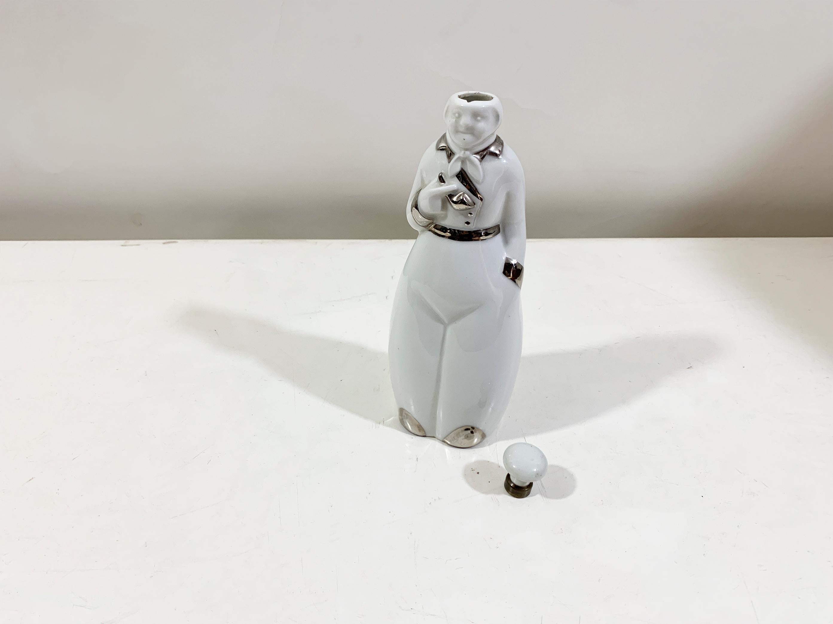 French Porcelain Decanter Signed on the bottom 