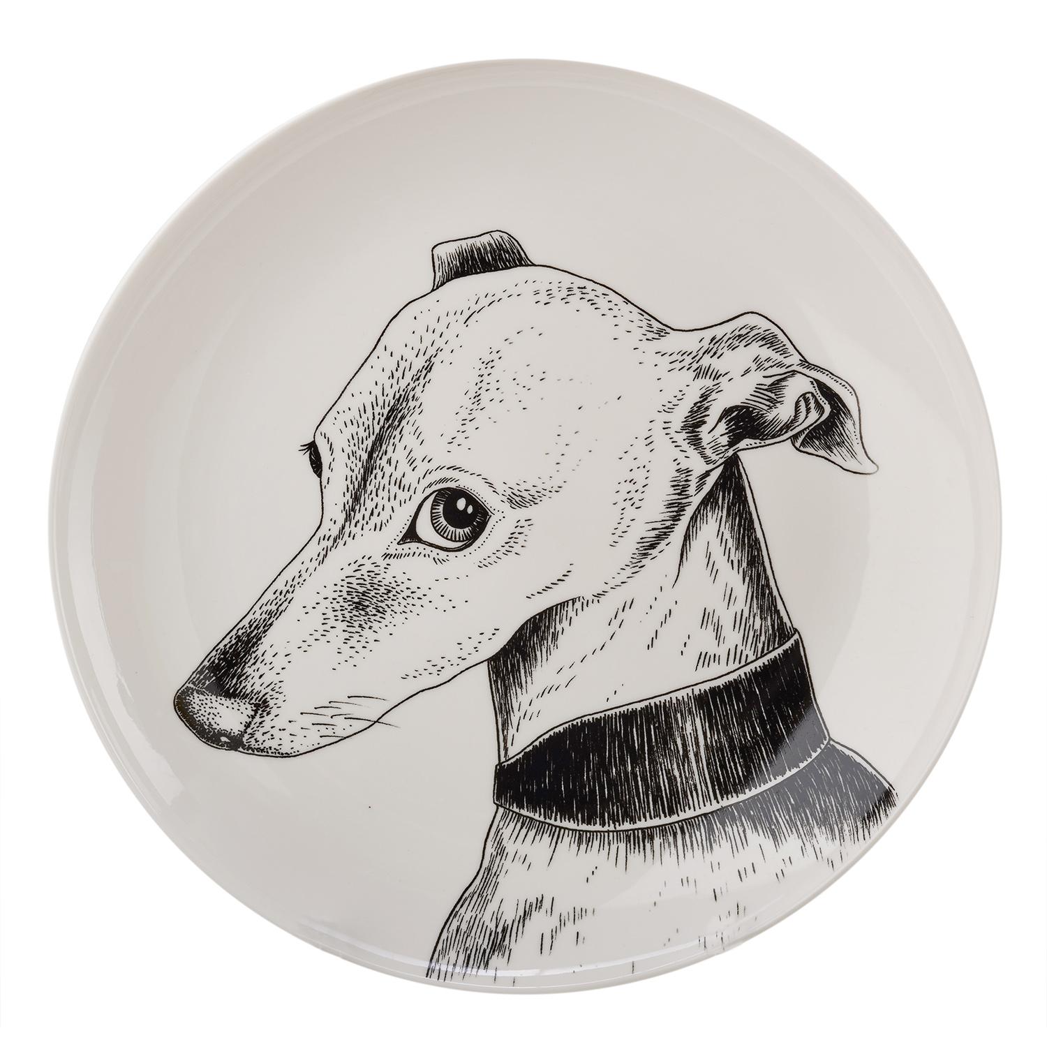 Glazed Porcelain Dinner Plates with Animal Portrait Decals